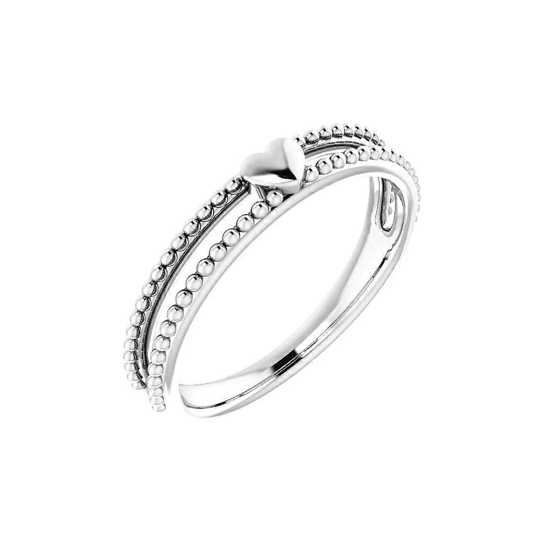 925 Sterling Silver Polished Stackable Milgrain Love Heart Ring Size 7 Stackable Ring for Women