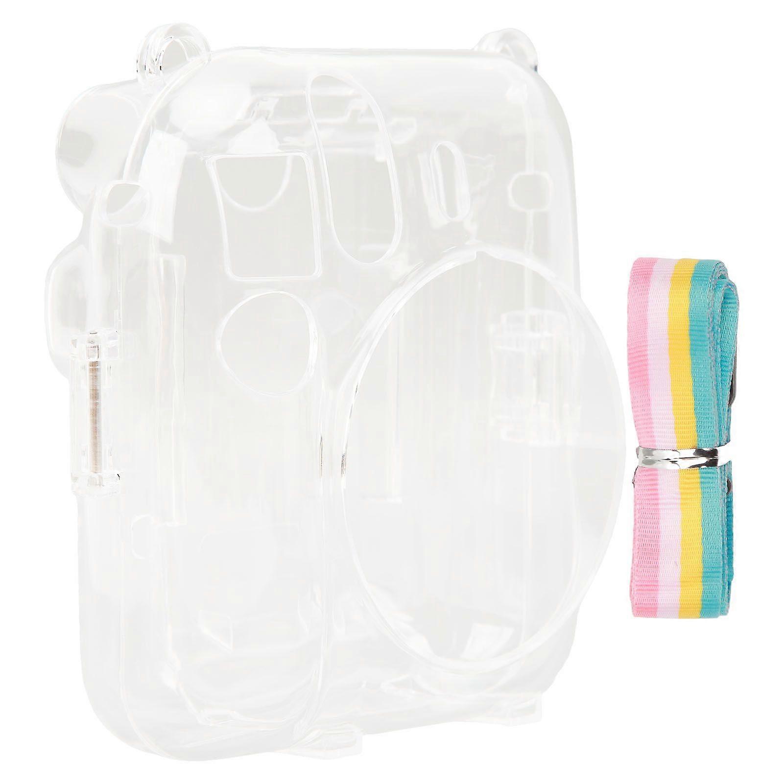 Clear Instant Camera Case, Scratch-Resistant PC with Adjustable Shoulder Strap for Instax Mini 12