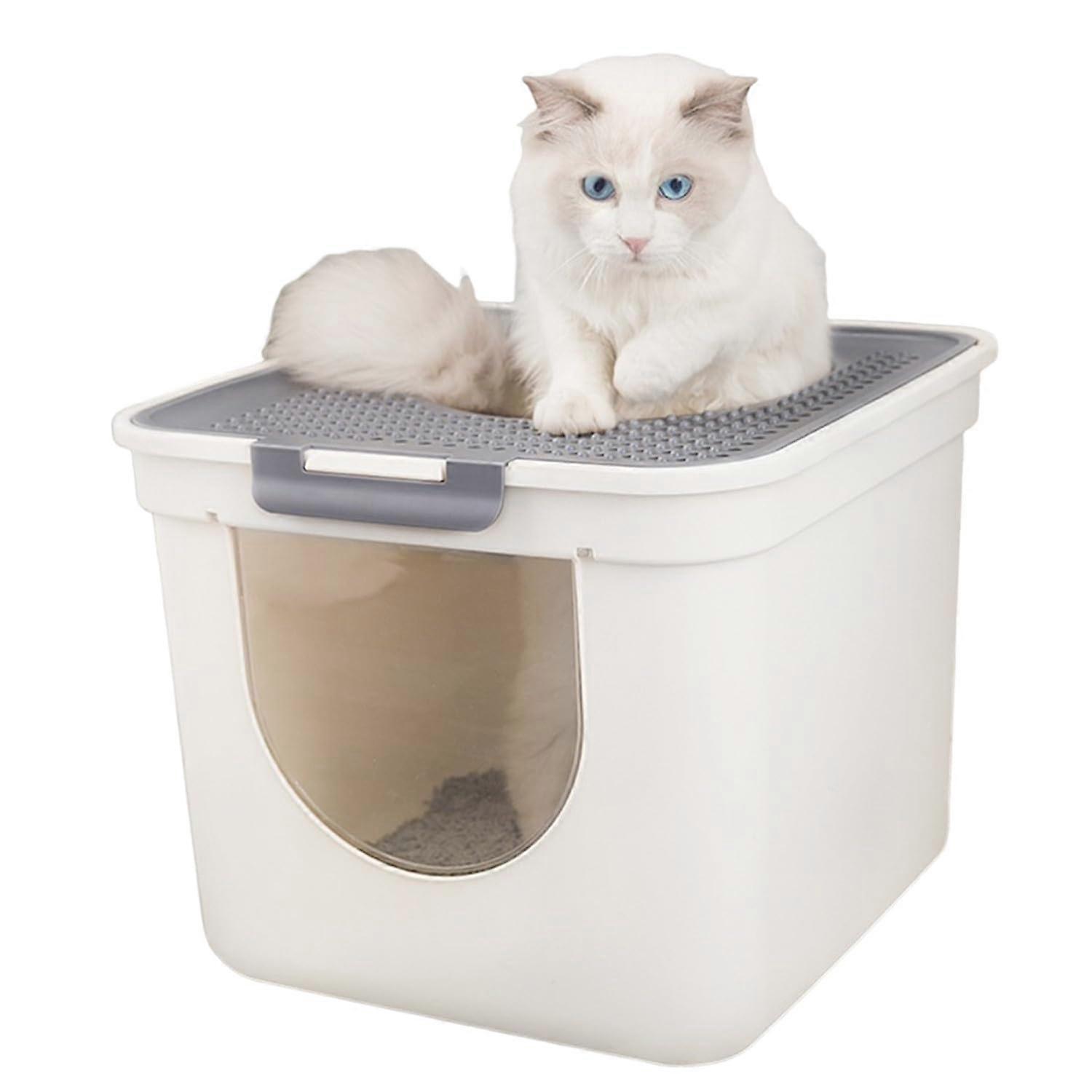 Large Enclosed Cat Litter Box with Double Door  Entry, 25L Spacious Odor Control Design