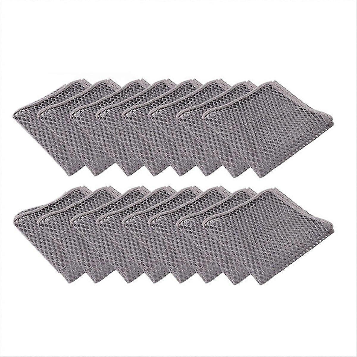 16PCS 3D Mesh Cleaning Cloth Multipurpose Mesh,Gray