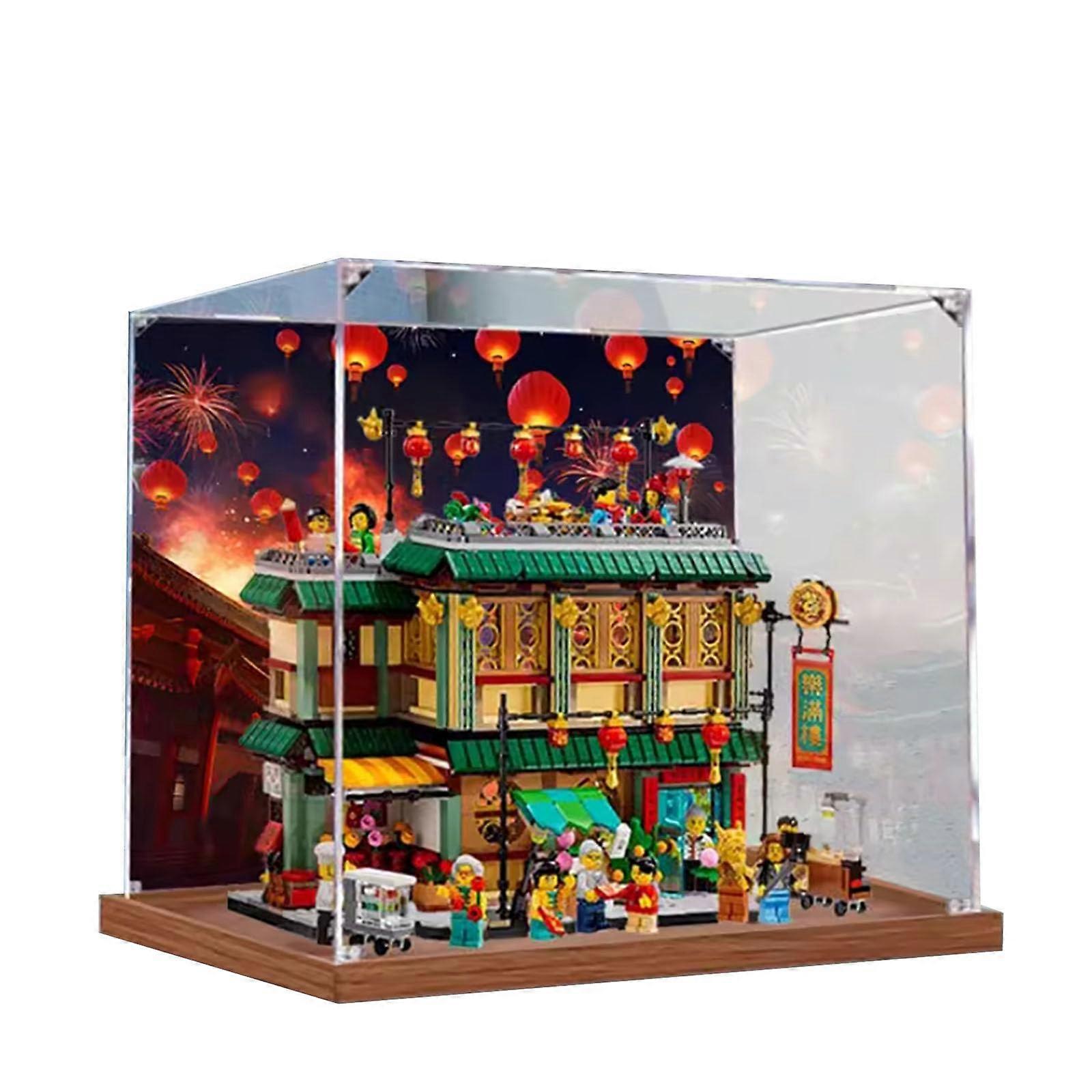 Acrylic Display Case with Wood Base, Dustproof Protective Cover, Clear Showcase for  80113