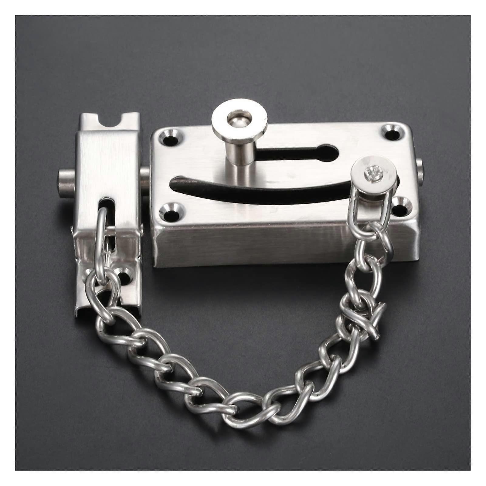 Heavy Duty Deadbolt Lock with Slide Latch and AntiTheft Chain, Polished Chrome for Doors