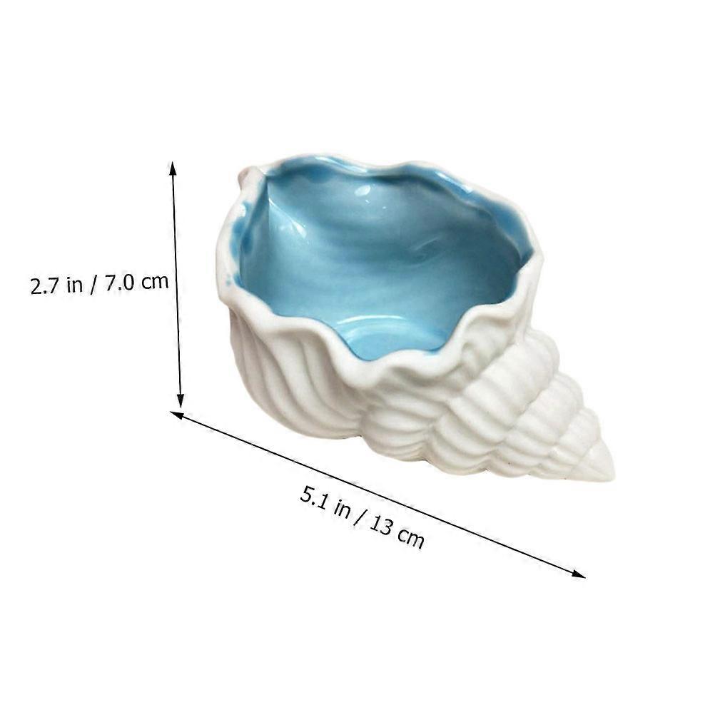 White Ceramic Conch Decoration Pot for Storage Use 1Pcs Tabletop