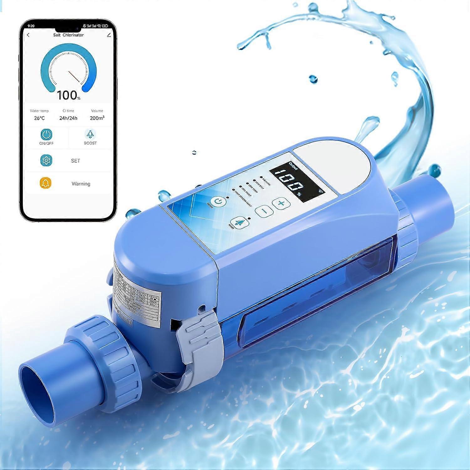 Salt Chlorine Generator with Smart App Control for Automatic Saltwater Pool Chlorination