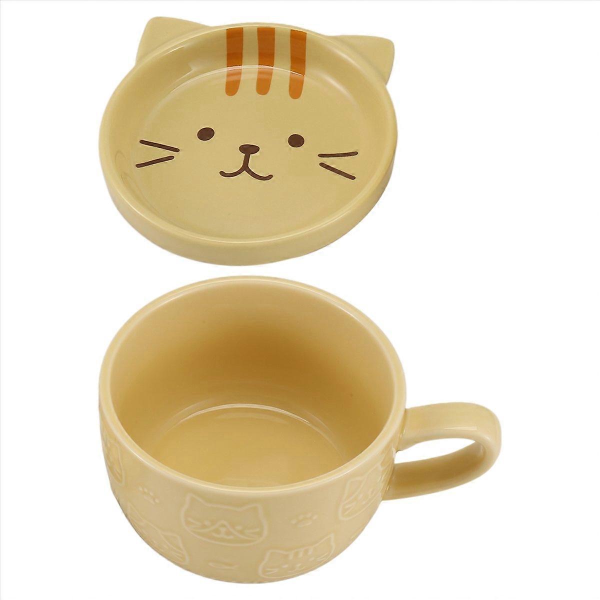  Ceramic Coffee Mugs with Lid (Yellow)