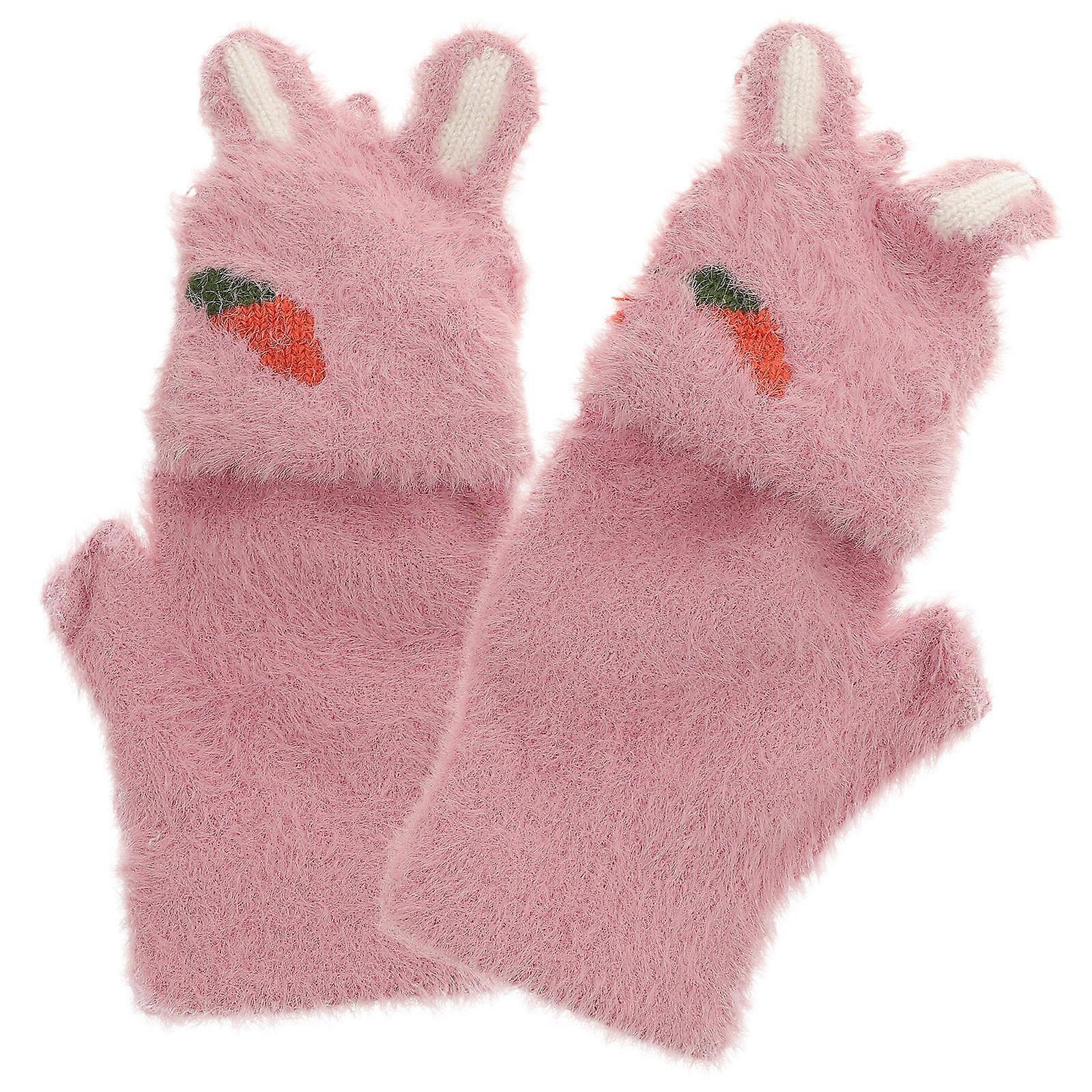Warm Keeping Cartoon Carrot Gloves for Winter Use 1Pair