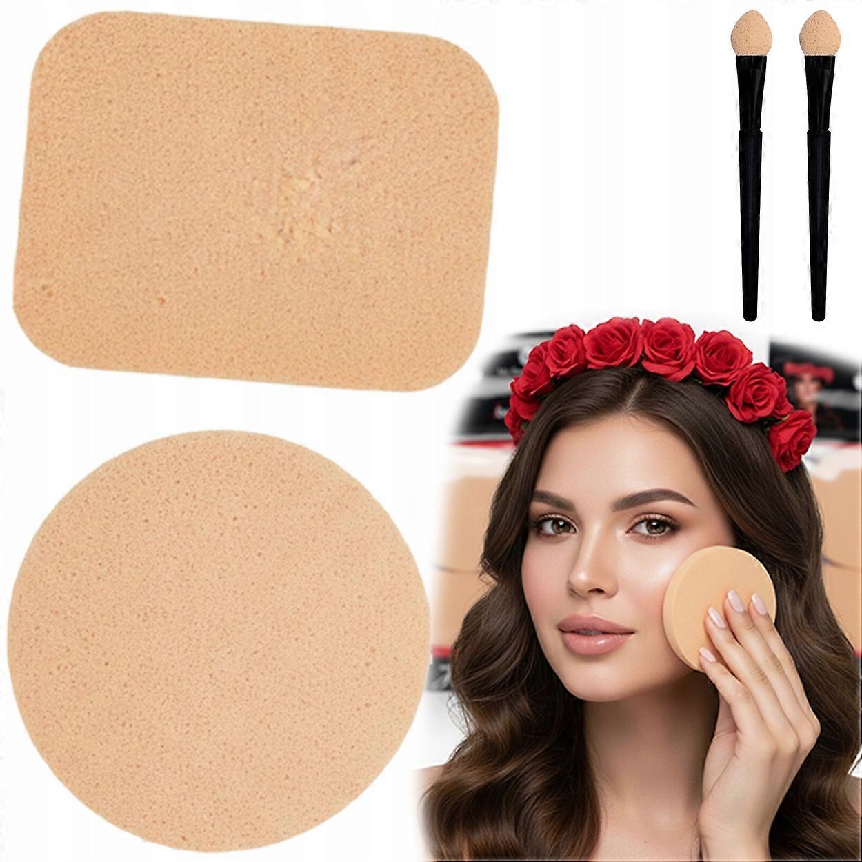 Professional Makeup Sponge Set with Round & Square Shapes + 2 Applicators