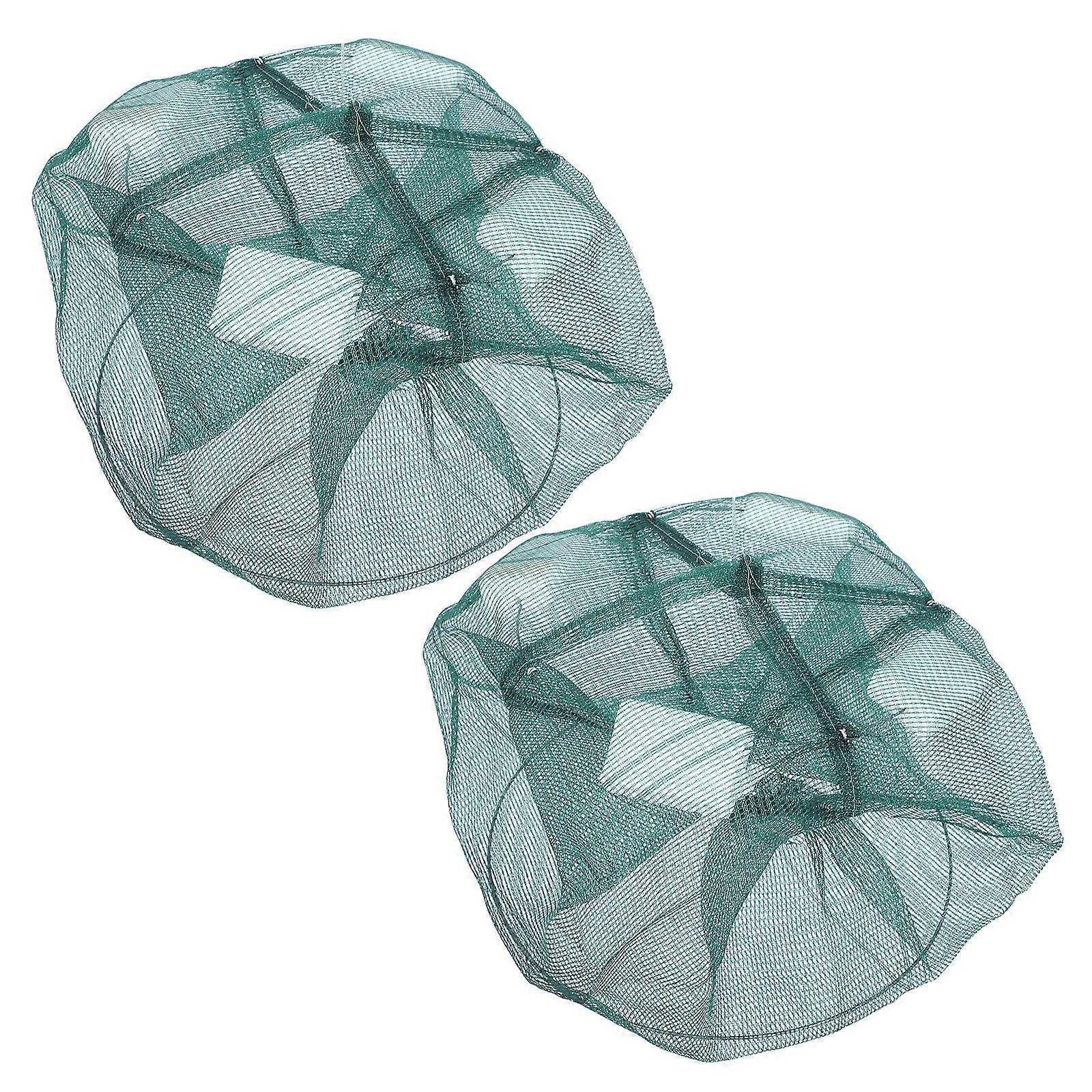 Fishing Trap Cage Yellow Eel Trap for Outdoor Use 2Pcs Reusable Net