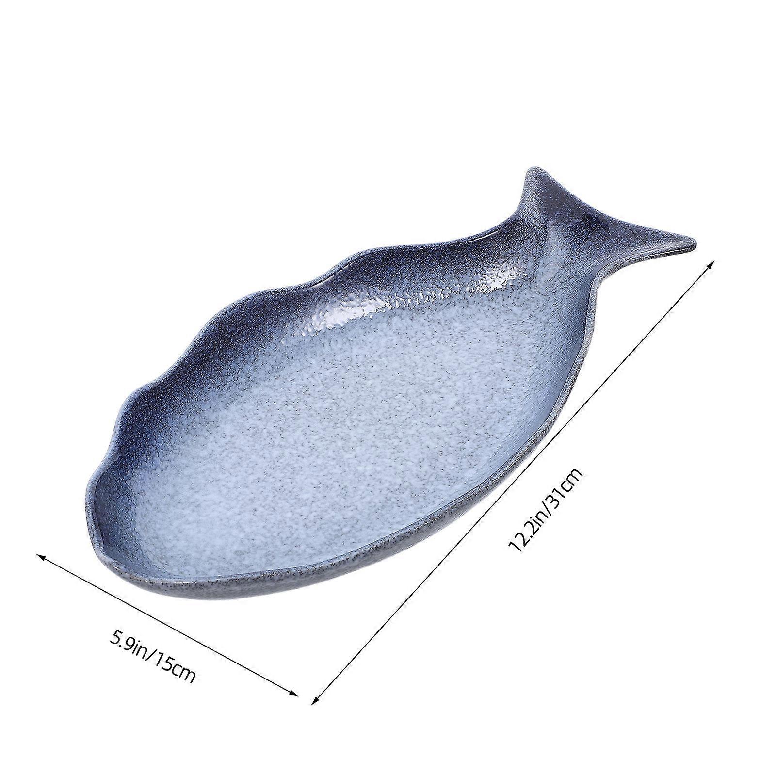 Ceramic Fish Shaped Dish for Serving 12 Inch
