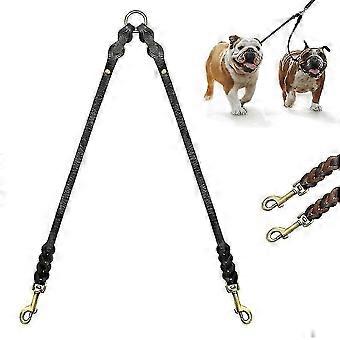 2-weg lederen dubbele hond dubbele lood huisdierkoppeling/splitter riem voor twee honden