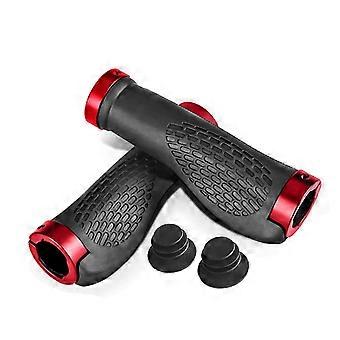 Bike Handlebar Grips Aluminium Alloy and Rubber Anti Skid Bicycle Handles for Cycling Replacement Red