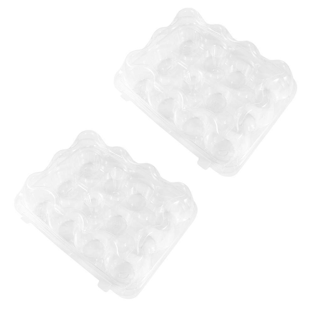 Cupcake Boxes Muffin Container for Kitchen Use 2Pcs Transparent Multi-Slots Box