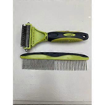 PET GROOMING - DEMATTING DOUBLE SIDED RAKE + VERSATILE COMB KIT
