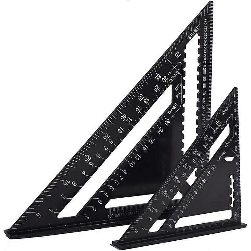 Équerre de menuisier multifonctionnelle 18 cm et 30 cm, règle triangulaire en métal et aluminium, gabarit de marquage, rapporteur d'angle 45°/90°, outil de menuisier