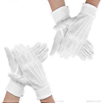 2 Pairs of White Uniform Gloves White Cotton Glove for Men and Women Parade Dresses Gloves Non-Slip Honor Guard Glove for Dress Attendants Jewelry Ins