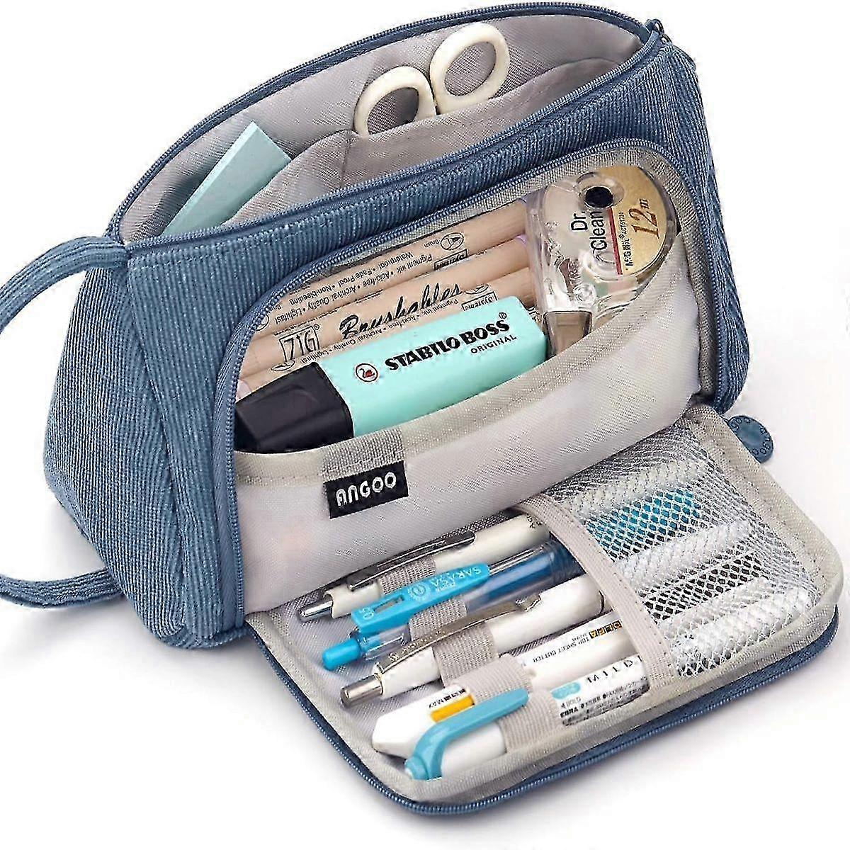 1pc Pen Pouch, Moonlight Blue Corduroy