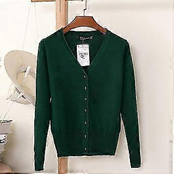 Cardigan casual da donna, autunno inverno, tinta unita, scollo a V, manica lunga, taglie forti, lavorato all'uncinetto S05