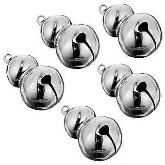 Gourd Shape Bells Pet Bells for Decoration 5Pcs Silver Brass Jingle Pendants
