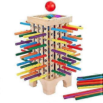Wooden Board Game Toys, 42 Colourful Sticks Dice Game Math Educational Toy, Family Fun Ball Dropping