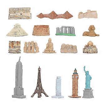 17-Piece Miniature Ancient Buildings Set - World Landmarks Including Egyptian Pyramid