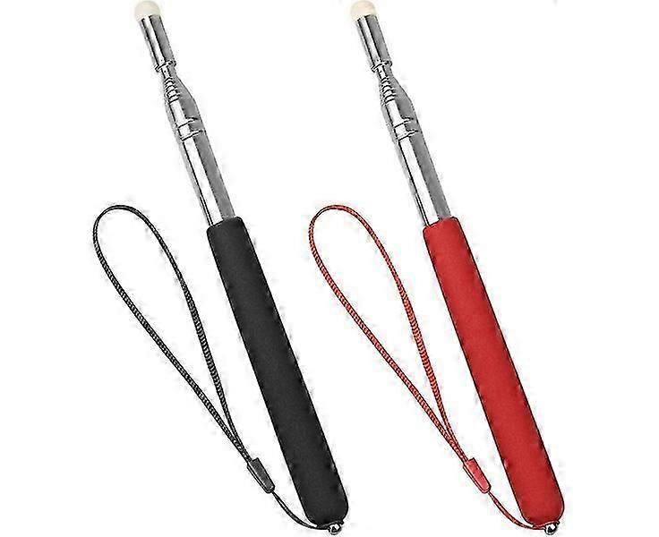Retractable teacher pointer, 2 pieces, replaceable soft felt tip, suitable for multiple scenarios AV