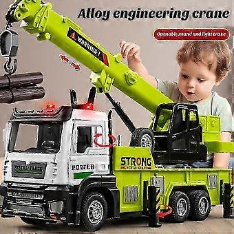 Crane Truck Toy with Movable Joints, Sound, Light, Alloy Construction Vehicle for Kids  HY-26