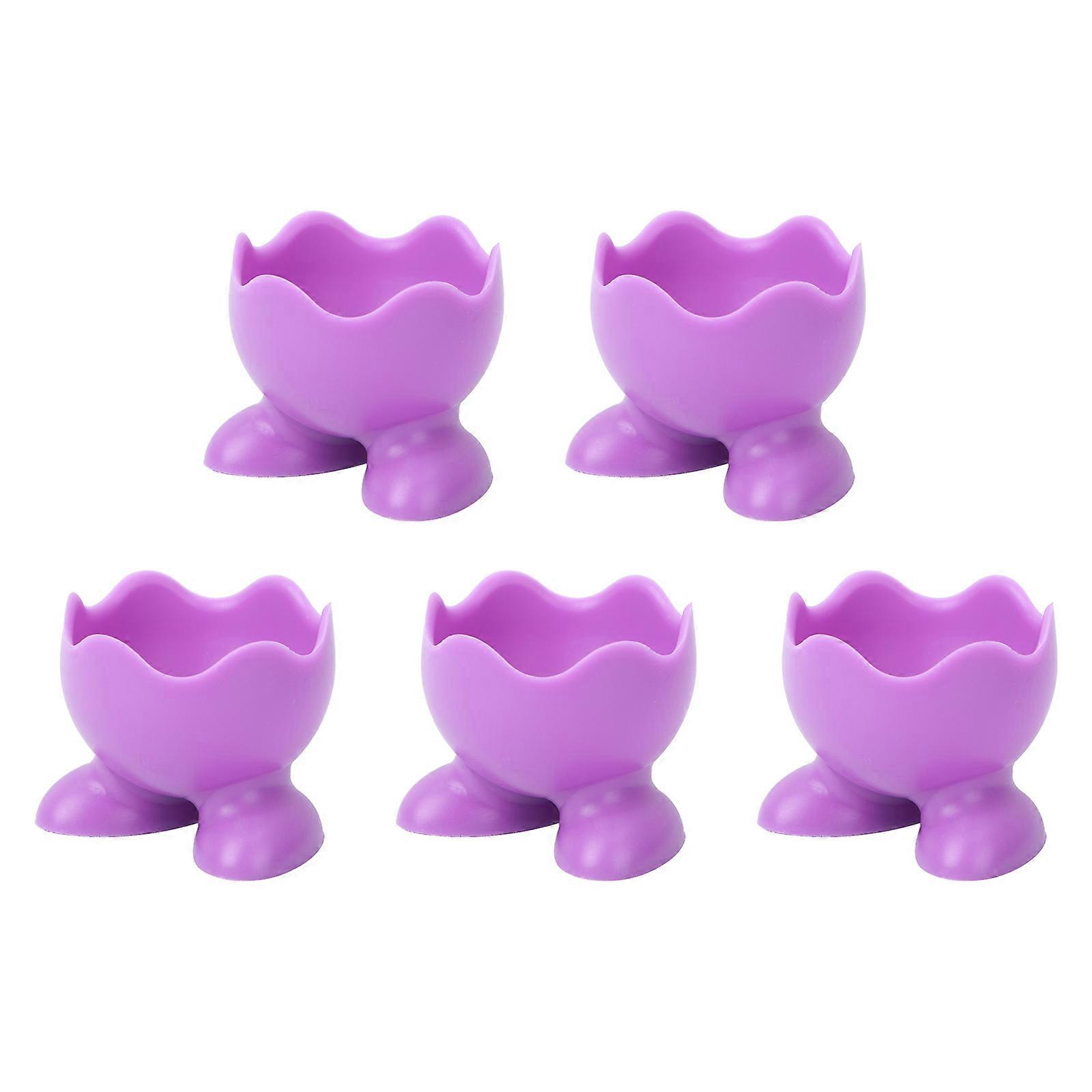 5Pcs Silicone Egg Cup Holders Boiled Egg Serving Cups (Random Color)