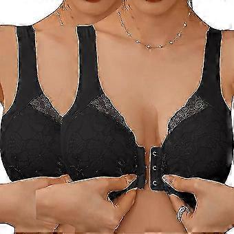 2pcs Sutiãs de Fechamento Frontal para Mulheres Sem Fio Plus Size Sutiã de Renda de Cobertura Total Sem Costura Push Up Comfort Sutiã Racerback Para Yoga Diário