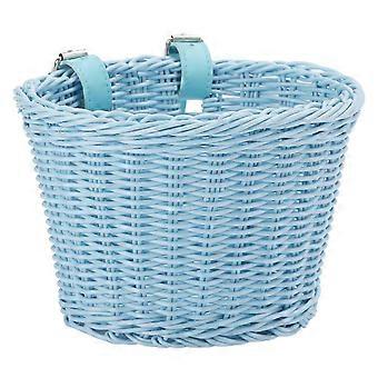 Kids Bike Basket for Girl Boy Front Bicylcles Handlebar Handwoven Basket with Leather Straps Children Small Bike Baskets Sky Blue