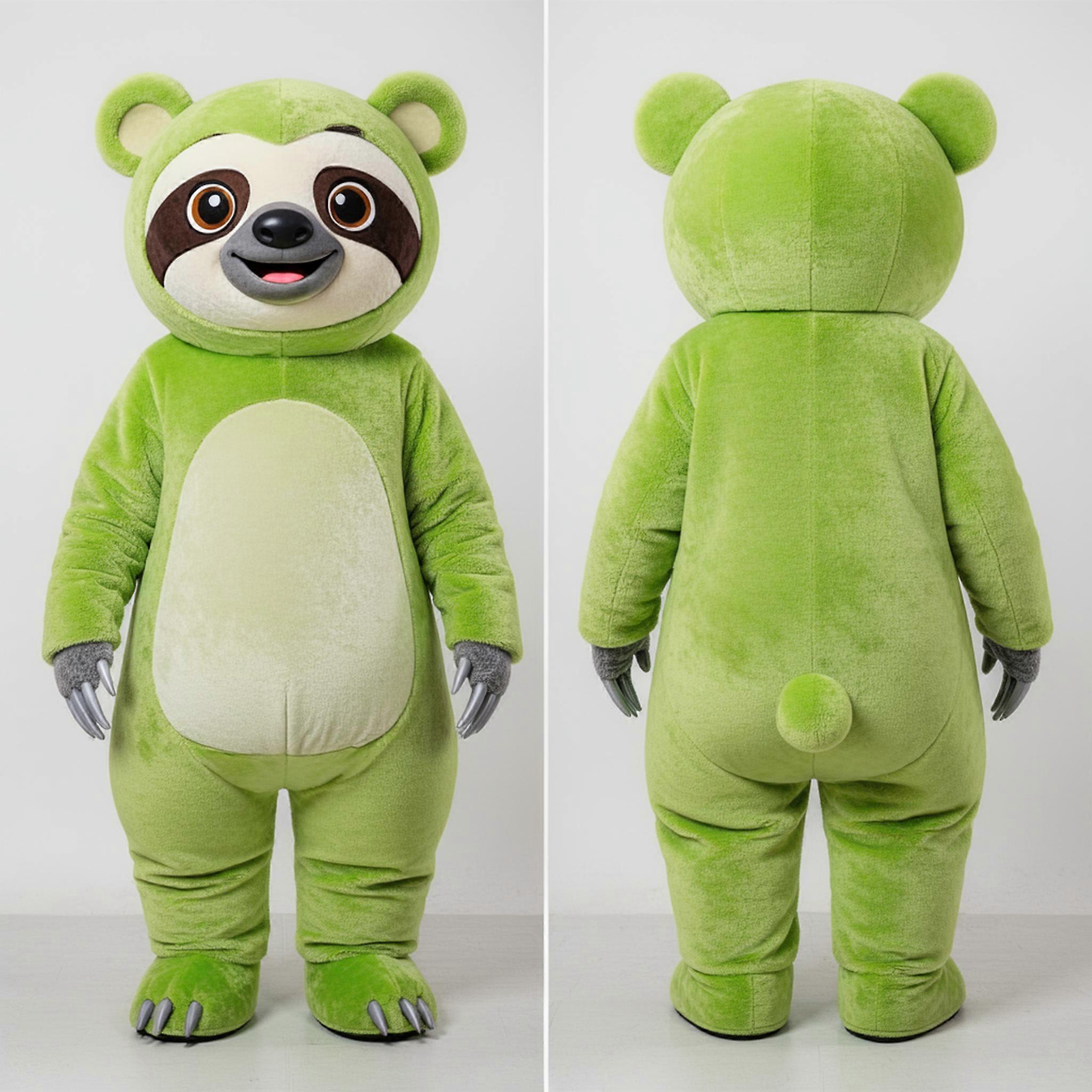 MASTICOT Lime Green Cuddly Sloth Bear Mascot