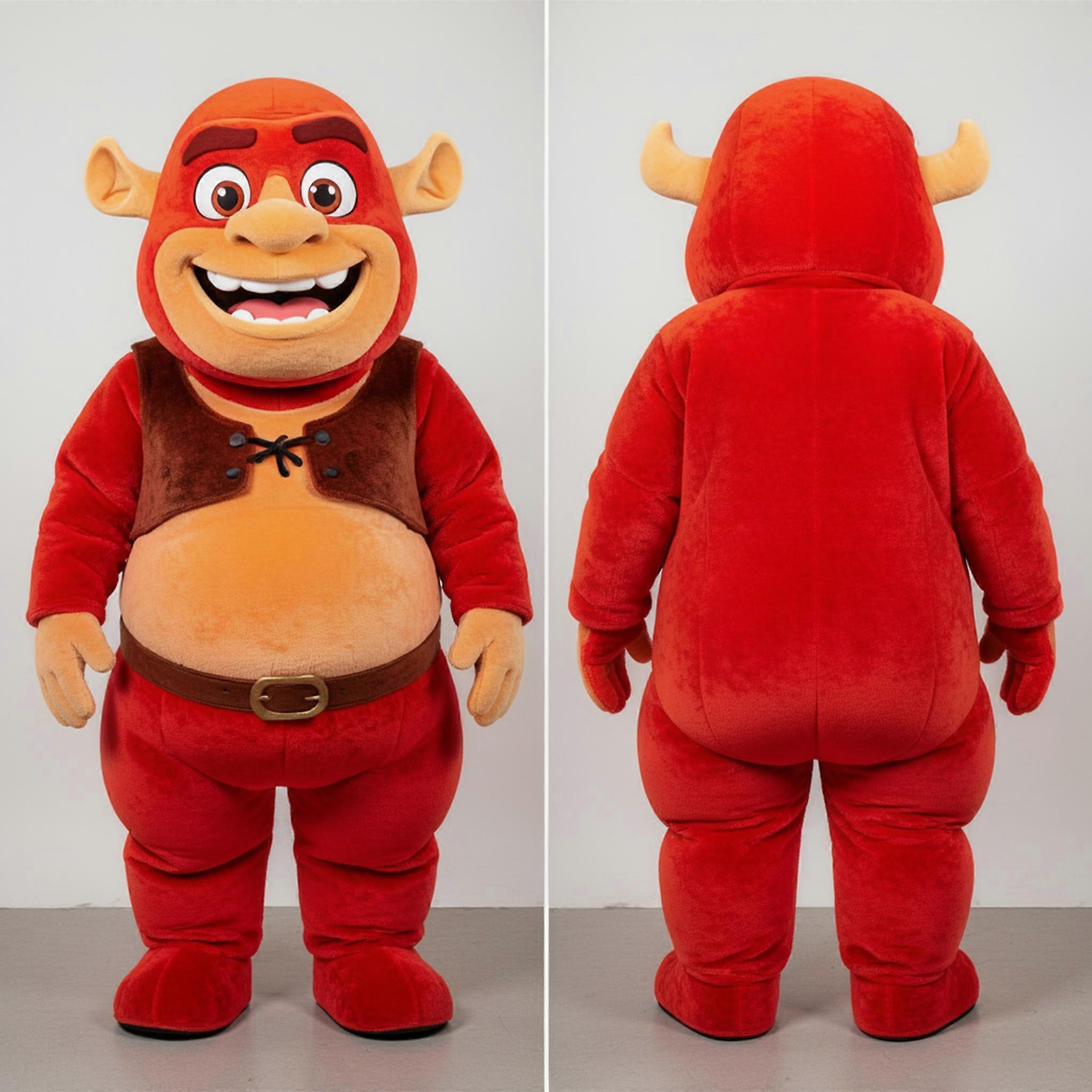 MASTICOT Velvety Red Playful Ogre Mascot