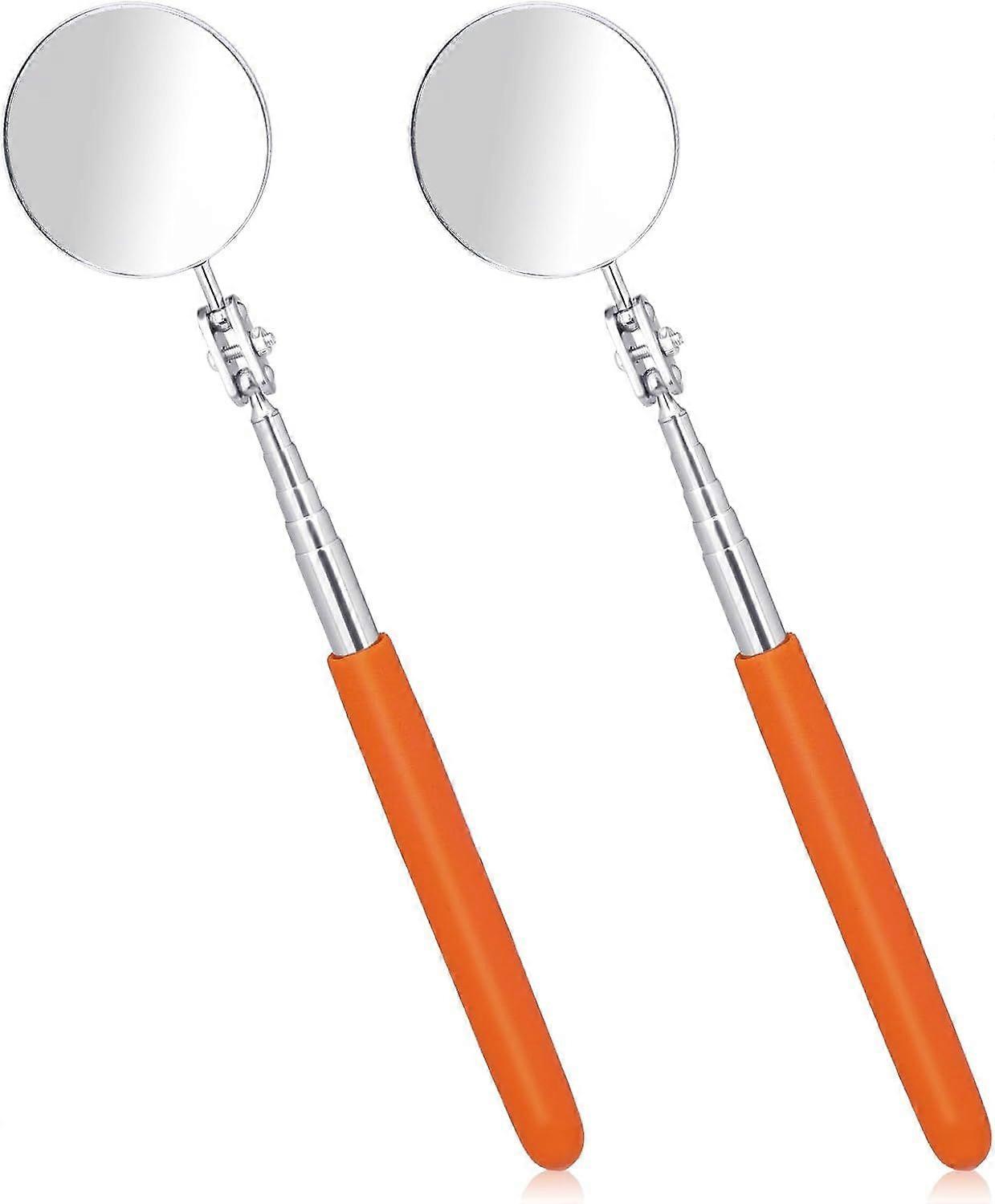 2Pcs Telescoping Inspection Mirrors, 360 Rotating Round Mirrors for Auto
