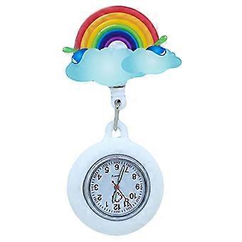 Einziehbare Hängeuhr Lovely Rainbow mit gebrauchtem Clip auf Revers Krankenschwester Uhr Glow in Dark für Frauen (2 Stück)