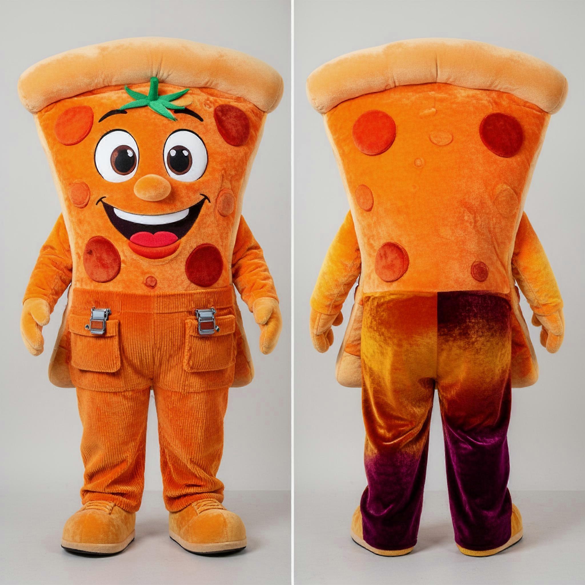 MASTICOT Velvety Orange Pizza Slice Mascot