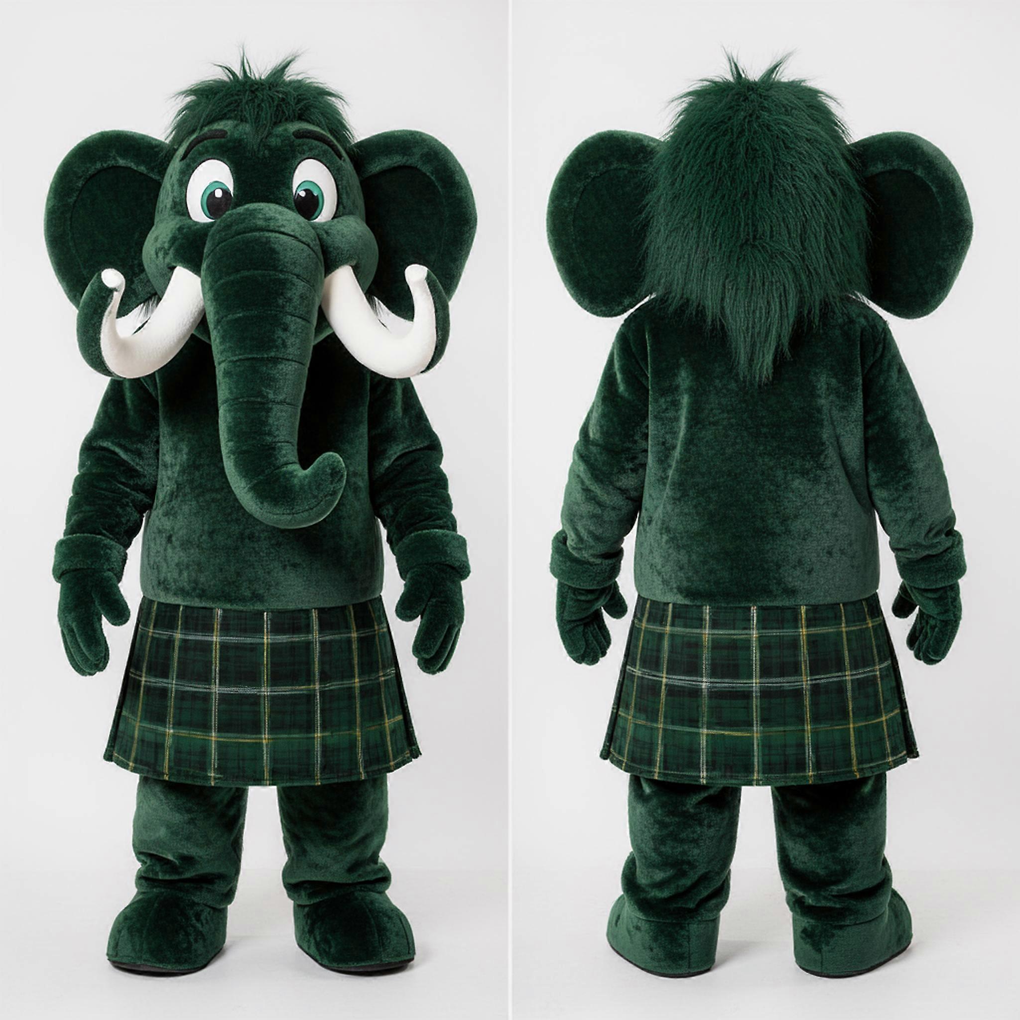 MASTICOT Forest Green Cartoon Mammoth Mascot