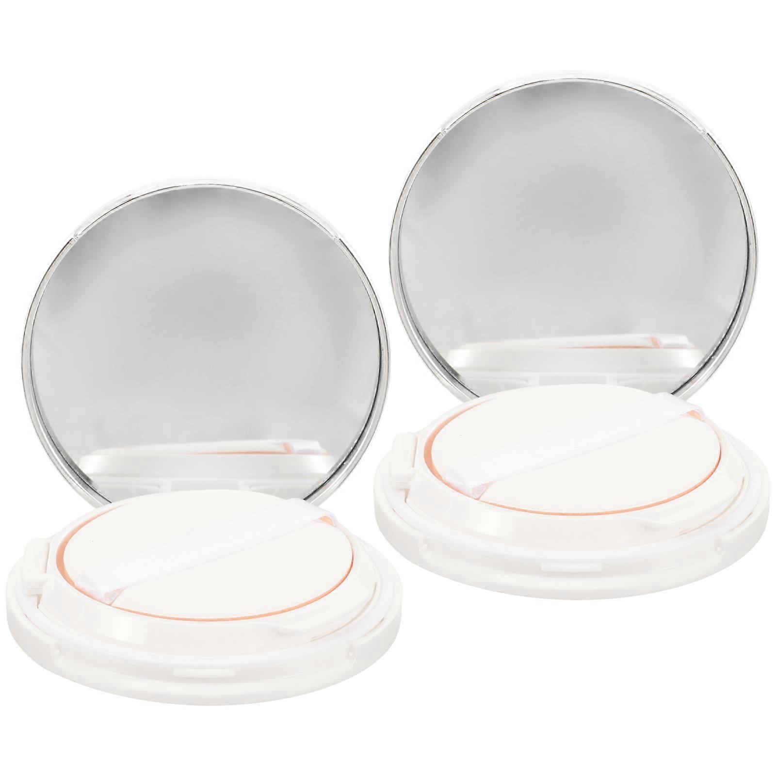 Portable Cushion Foundation Case Empty Container for Storage 2Pcs Silver