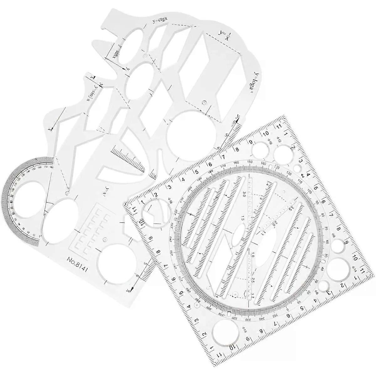 2pcs Ruler Rulers Geometric Multifunctional Draft Plastic