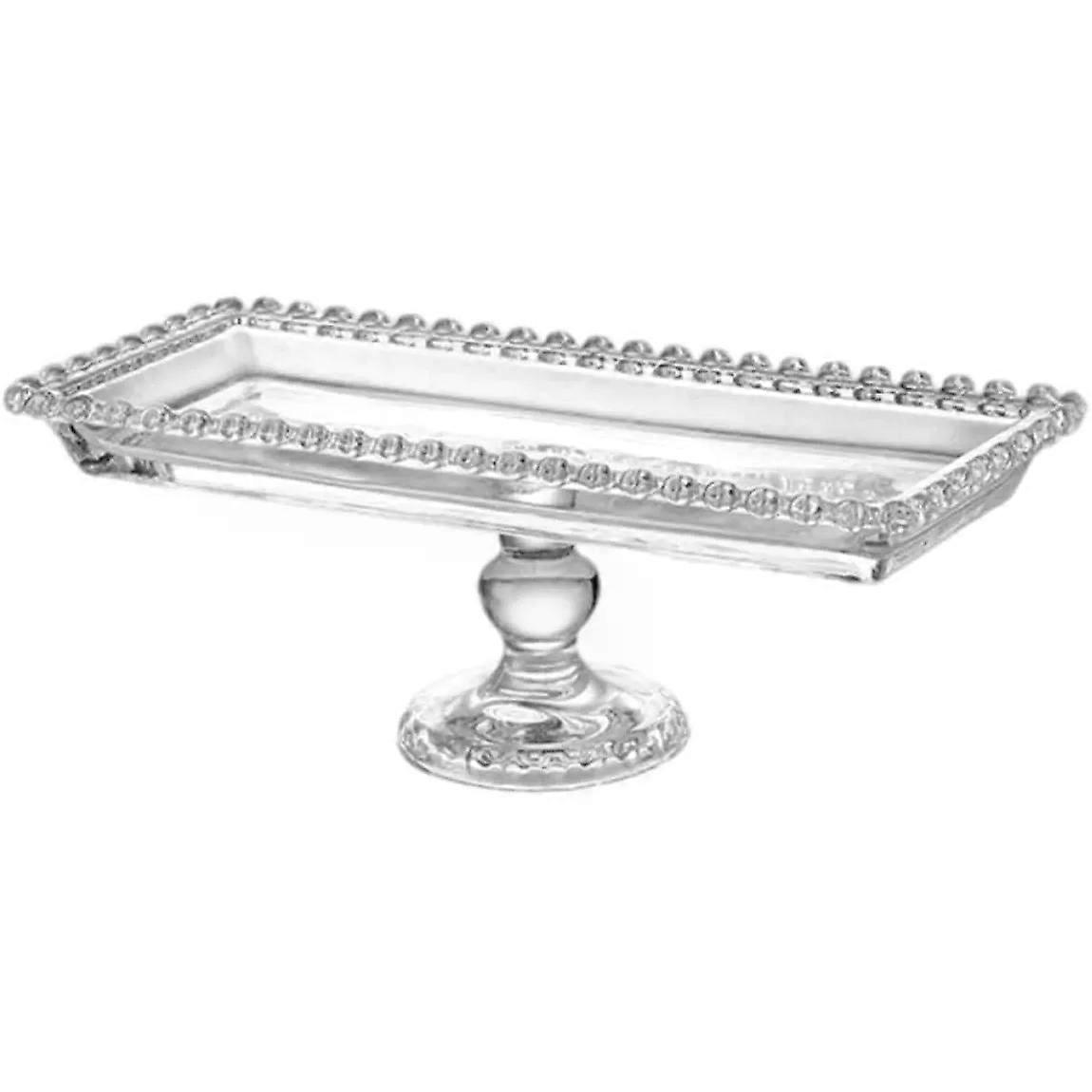 Glass Fruit Serving Tray Modern High Base for Dining Table