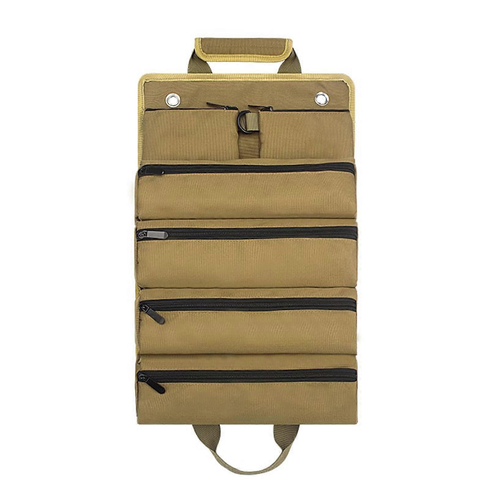 Khaki Oxford Tool Roll Bag Compact