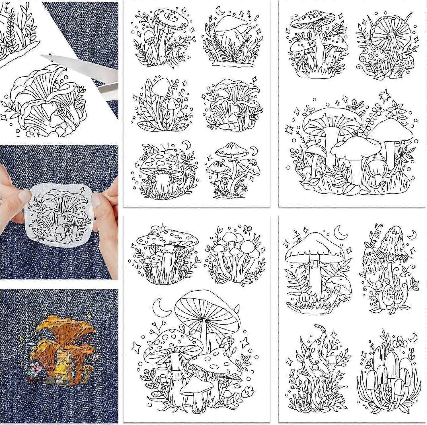 4pcs Water Soluble Embroidery Stabilizer With Pre-Printed Patterns