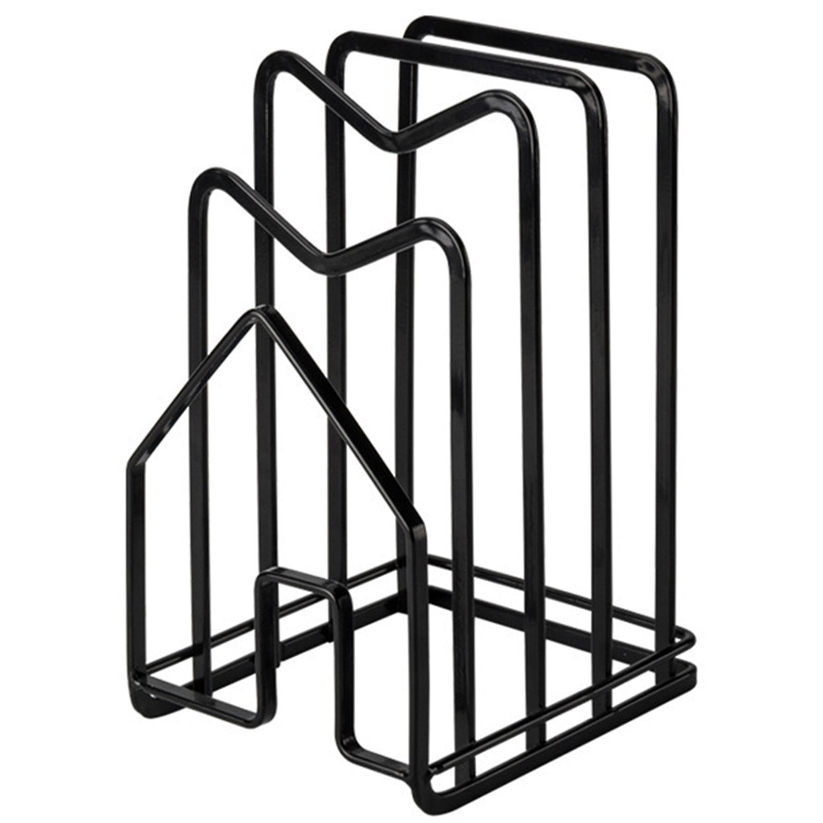 Cutting Board Holder with Compartment Iron Style Kitchen Countertop Organizer for Pot Pan Lid