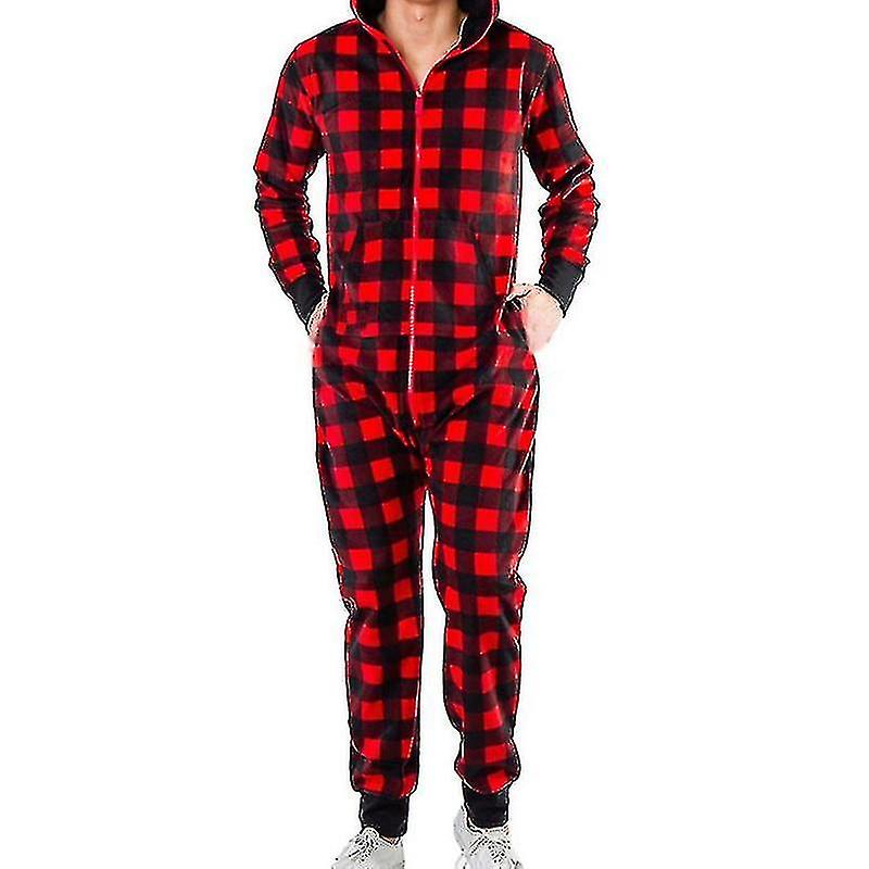 Herbst/Winter Herren Karomuster Langarm-Jumpsuit-yu