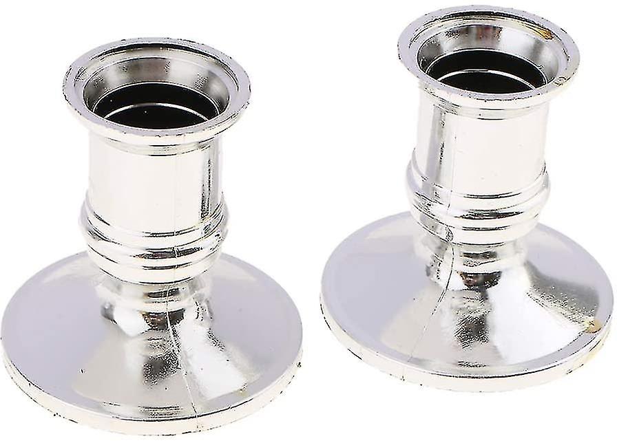 2 Pieces Candle Holder Candlestick Candlestick Base Wedding Decoration - Silver