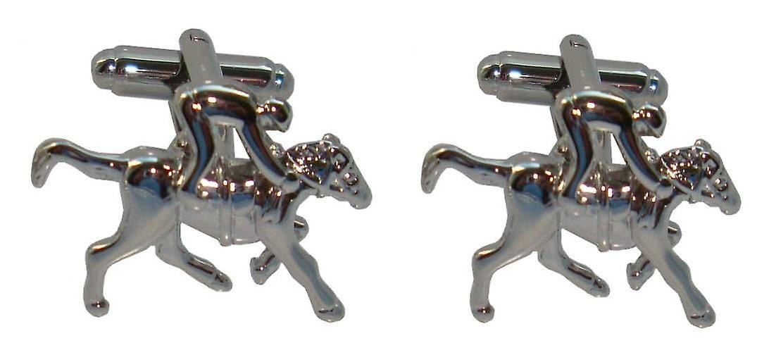 バサンと茶色の馬レースのカフス - シルバーします。