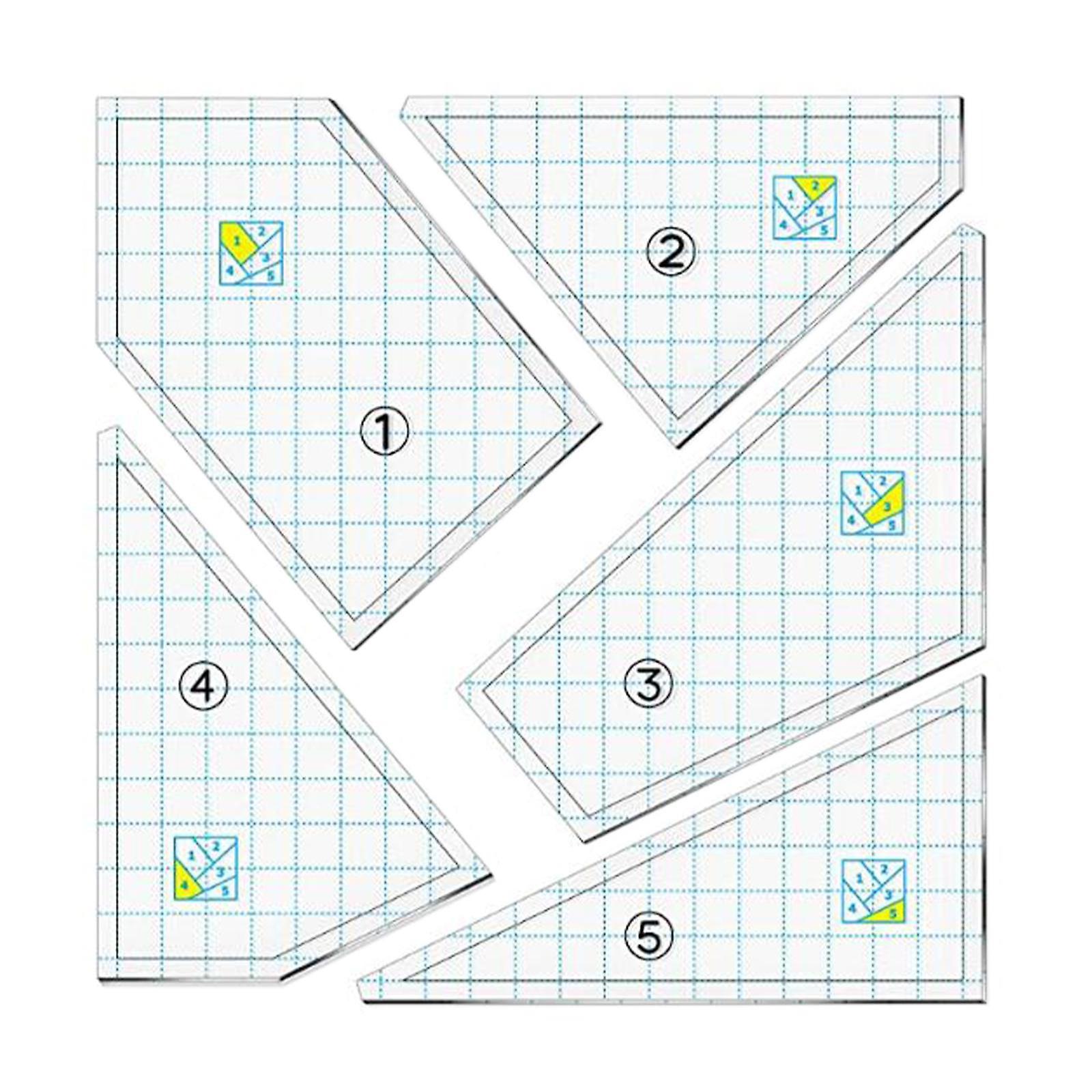 5PCS Acrylic Quilting Template Set Sewing Machine Ruler DIY Hand Patchwork