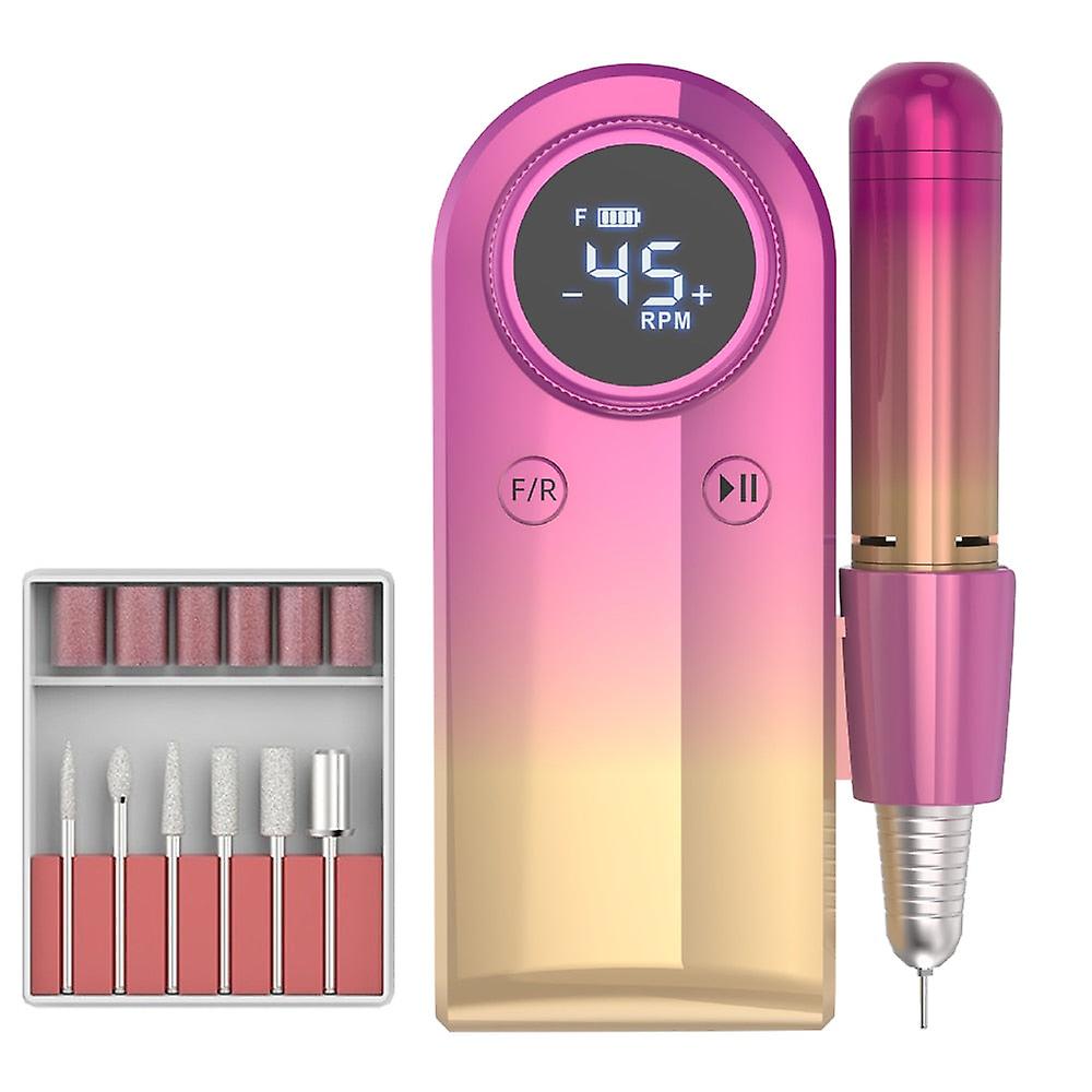 Electric Nail Drills Rechargeable 45000 Rpm Nail Filer Machine With Lcd Display 2 Rotations For Acrylic Nails Gel Nails Manicure