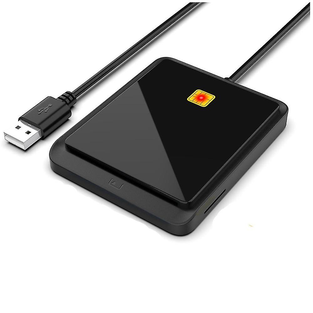 Portable USB 2.0 Smart Card Reader &ID Bank Card Card Reader Card Slot Design für Windows Linux, Schwarz