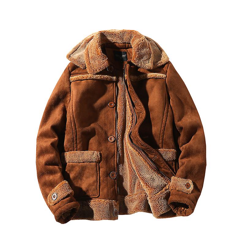 Herrenjacke Plus Size Solid Lamm Haar Verdickt Vintage Alter Pelz Männer