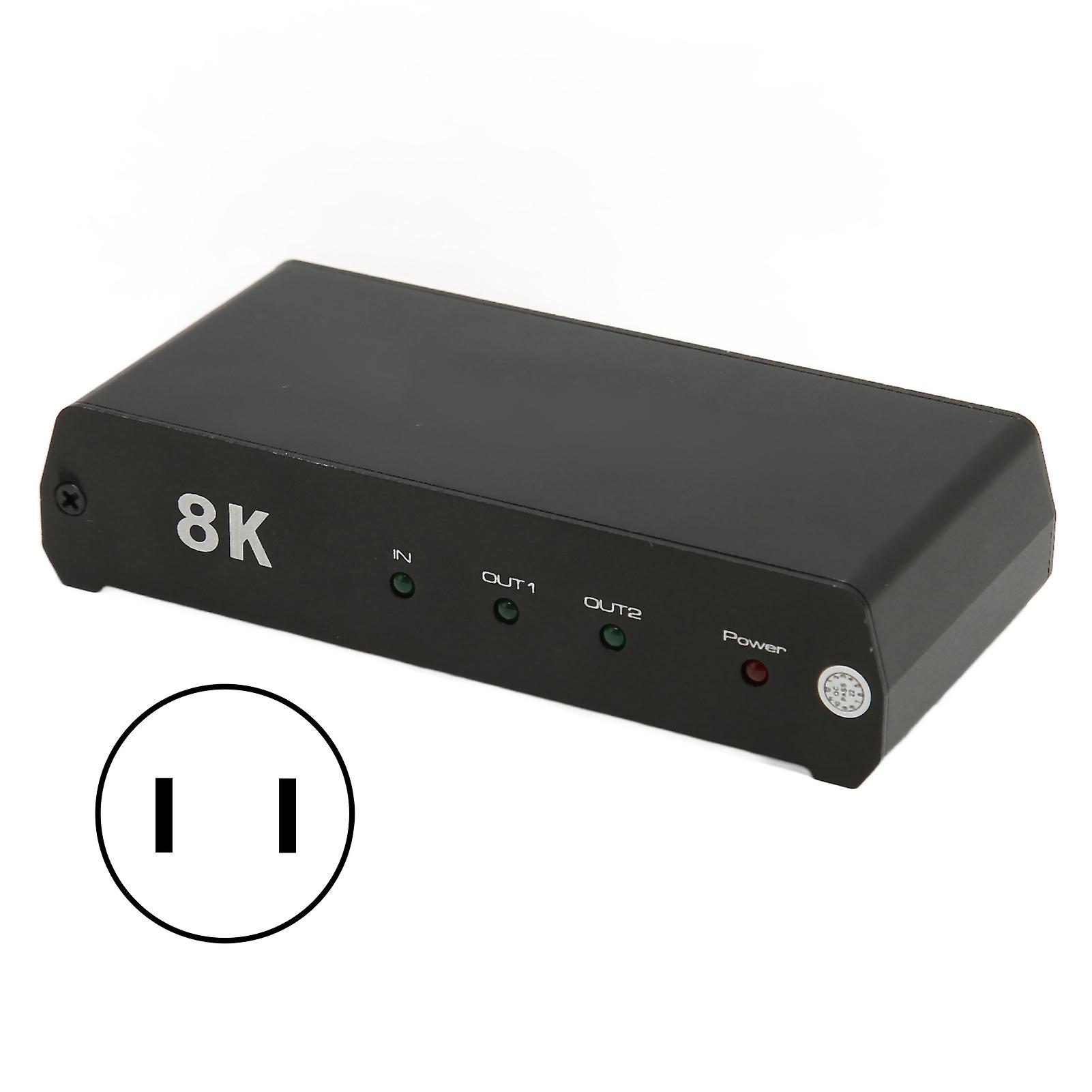 8K HDR HDMI Splitter 1 Input 2 Outputs - Works with TVs & Set-Top Boxes (100-240V US Power)