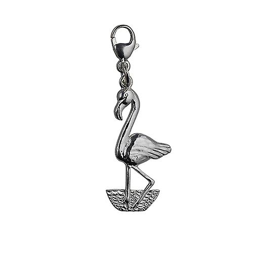 Silver 24x13mm Flamingo Charm Elephant on a lobster trigger
